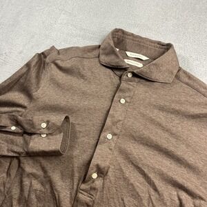 Suitsupply Polo Shirt Mens 15.5-15/3-4 39-40 Brown Egyptian Cotton LS Pique Golf